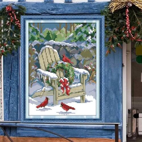 Christmas snow Printed Canvas Cross Stitch Kit Home Decore 11CT Fabric 14CT Canvas DMC Embroidery Needlework Cross-stitch set