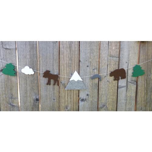 Rocky Mountain Alaska felt Garlands Christening buntings banners Cabin wedding birthday bridal baby shower, Holiday banners