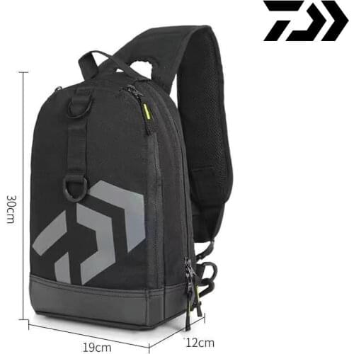 Daiwa Fishing Tackle Bag Waterproof Nylon 2 Sizes Single Shoulder Backpack Hand Chest Bag Outdoor Camping Hiking Huntting