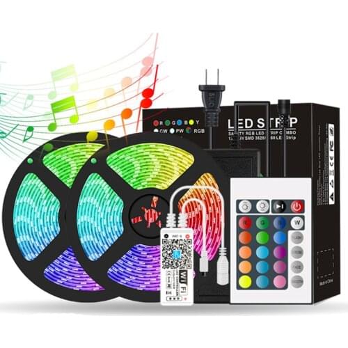 Smart WIFI RGB LED Strip Lights With Remote Controller App Control Music Sync 5050 RGB Flex Light 5M 10M 15M 20M Waterproof 12V