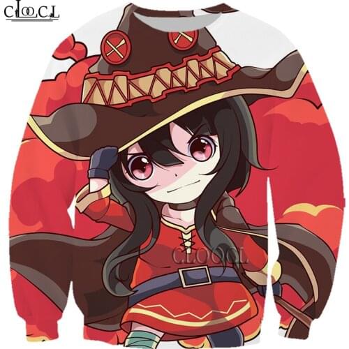 HX Newest Fashion Men Women Anime Girl Megumin Konosuba 3D Print Harajuku Sweatshirt Streetwear Tracksuit Tops Drop Shipping