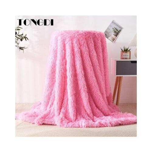 TONGDI Plush Blanket Soft Warm Elegant Fannel Fleece Woolen Blanket Solid Decor For Girl Winter Couch Cover Bed Sofa Bedspread