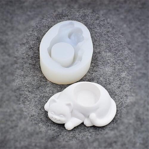 Cat Shape Silicone Flower Pot Mold Diy Cactus Succulent Planter Candlestick Gypsum Mould Garden Home Decor Table Crafts