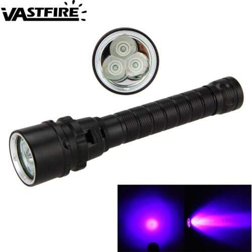 VastFire 10W Purple light 365nm-395nm Underwater 3x XPE UV Light LED Scuba Diving Flashlight Torch
