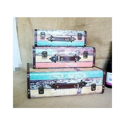 Vintage Genuine LOVE vintage leather box wooden box antique wooden box photography props set Wholesale factory direct selling