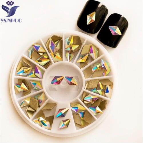 YANRUO 2562NoHF AB Rhombus 5x8mm 6x10mm Strass Flatback Non Hotfix Crystal Rhinestones For Nai Art Decoration