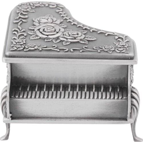 Jewerly box Jewelry Box, Piano Shaped Rose Flower Carved Zinc Alloy Jewelry Case Unique Design Jewelry Collection Storage Box