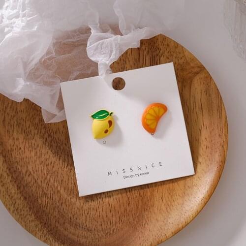 2021 New Korean Small Cute Lovely Fruit Metal Trendy Leomon Stud Earrings For Women Fashion Jewelry Party Gift Pendientes Mujer