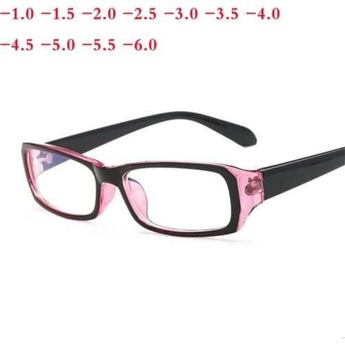 -1.0 -1.5 -2.0 to -6.0 Simple Red Frame Finished Myopia Glasses With Degree Women Men Square Short-sight Eyewear Diopter