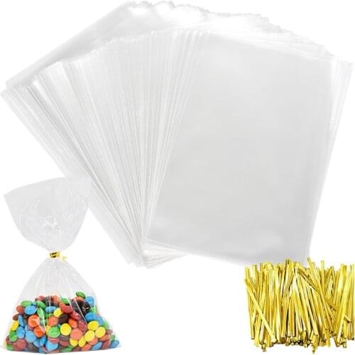 100Pcs Transparent Plastic Bags Candy Lollipop Cookie Packaging Clear Opp Cellophane Bag Christmas Gift Wedding Birthday Party