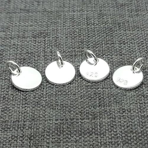925 Sterling Silver Small Round Tag Charms with Jump Ring