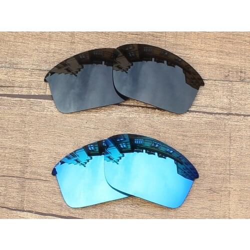 Vonxyz 2 Pairs Stealth Black & Ice Mirror Polycarbonate Replacement Lenses for-Oakley Bottle Rocket Frame