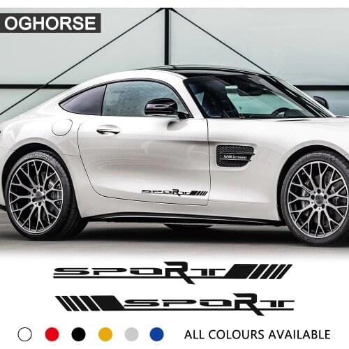 2X Reflective Racing Sport Car Side Door Sticker Decal For Mercedes Benz A C E CLA GLA Class W204 W205 C63 W212 W176 A45 AMG