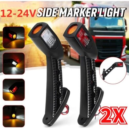 2X LED Side Marker Lights Outline Lamps Red White Amber Car Truck Trailer 12-24V Side Marker Lights Rear Universal Tail Lights