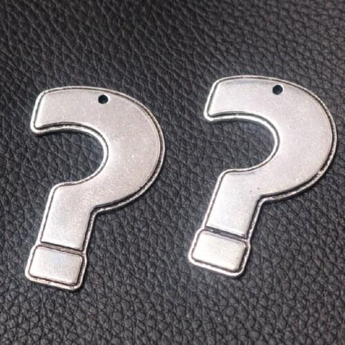 4pcs Fashion Silver Color Big Question Mark Charms Hip Hop Necklace Pendants DIY Metal Jewelry Handicraft Making 46*30mm A2263
