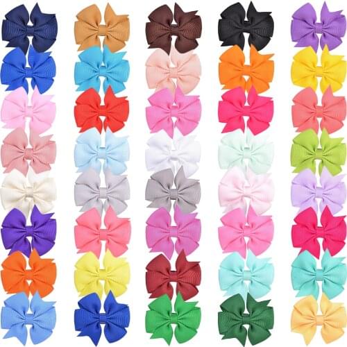 40pcs/Lot Candy Color Baby Mini Small Bowknot Hair Clips For Cute Girls Safety Hairpins Barrettes Headwear Kids Hair Accessories