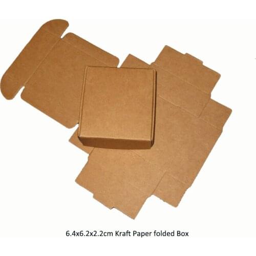 50pcs 6.4x6.2x2.2cm Kraft Paper Box Wedding Gift Packaging Box For Candy Jewelry Handmade Soap Bakery Cake Cookie Chocolate Box