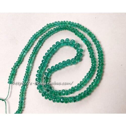 AAAAA LOOSE BEADS GREEN Emerald roundelle smooth 3-5MM wholesale for DIY jewelry necklace 40cm