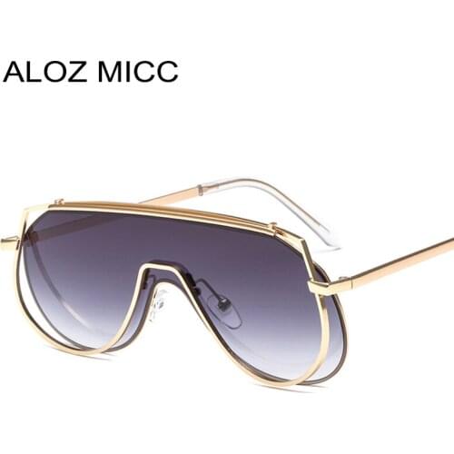ALOZ MICC New One Pieces Sunglasses Women Brand Designer Oversized Square Sun Glasses for Men High Quality Metal Eyeglasses Q611