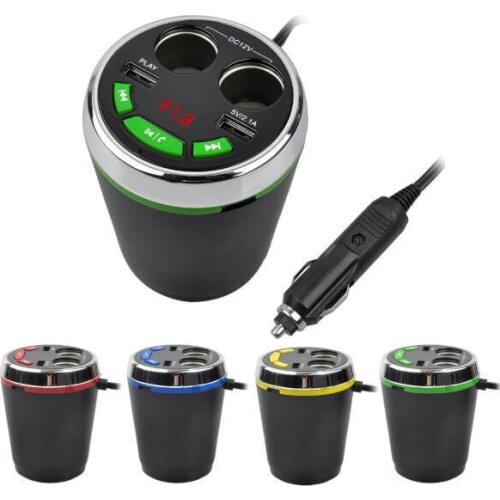 Car Charger Bluetooth 5.0 Multifunction Cup Holder 3.1a Fm Transmitting U Disk /tf Card Car Mp3 Player