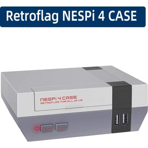 Raspberry Pi 4 Retroflag NESPi4 Case with 2.5 Inch SSD NES Cartridge Safe Shutdown Reset Optional Power Adapter Cooling Fan