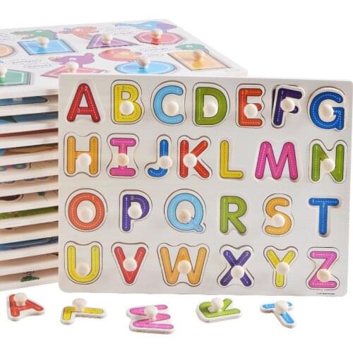 30CM Wooden Puzzle Toys For Children Cartoon Animal Fruit Traffic Hand Grab Board Montessori Baby Early Educational Learning Toy