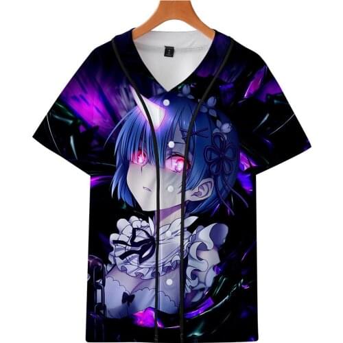 New Re Zero 3d printed baseball t shirt kids boys/girls Rem and Ram anime t-shirt Brand streetwearV- neck tshirt Tee brand tops