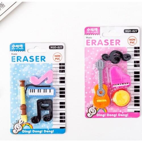 Harp Guitar Piano Music Eraser Set School Students Office Stationery Learning Supplies Musical Pencil Eraser Rubber Kids Gifts