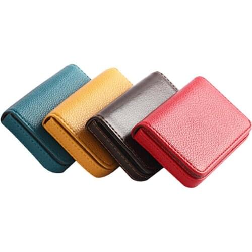 Faux Leather Magnetic Closure Business ID Name Pack Credit Card Holder Pocket Box