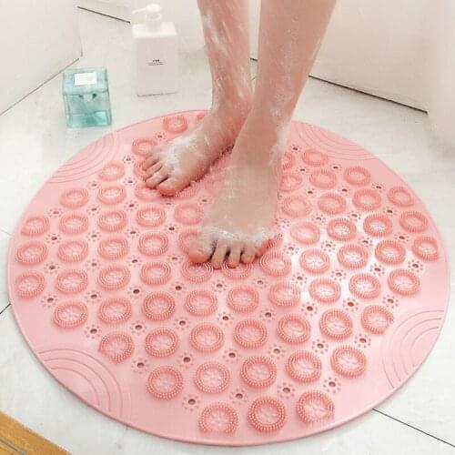 Bathroom Shower Mat PVC Anti-slip Bathroom Mats With Soft Massage Suction Cup Round Shape Machine Washable Absorbent Shower Mats
