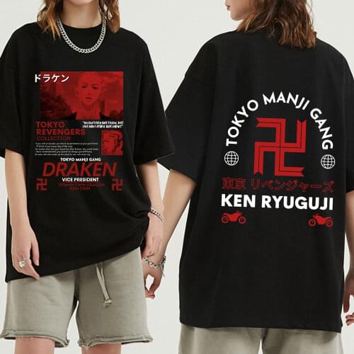 Summer Tokyo Manji Gang Draken Graphic Anime Pinrt T Shirt Tokyo Revengers Manga Unisex T-shirt Harajuku Tops Tee Shirt Oversize