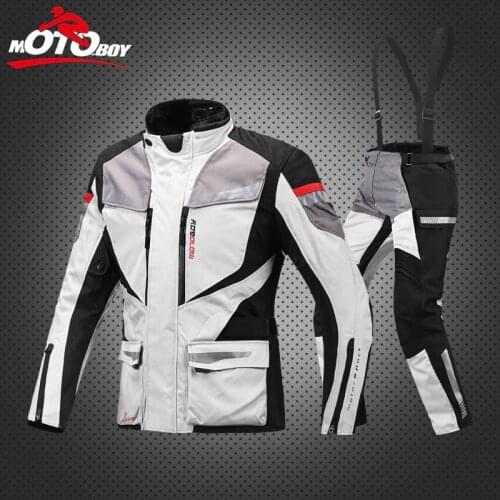MOTOBOY Mens Motorcycle Motocross Off-Road Racing Jacket Body Armor Riding Pants Clothing water proof movable warm liner J08P08