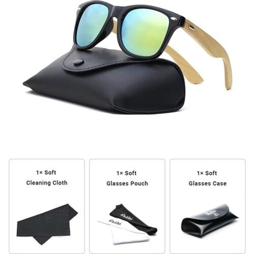 Ablibi Mens Bamboo Wood Sunglasses Non-polarized Eyewear FOR Women Ladies Fashion Glasses in Leather Case