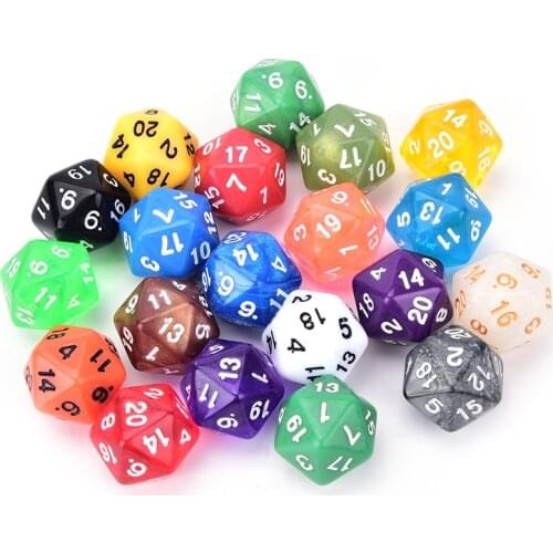 1PC High Quality Colorful D20 Dice Set Opaque effect, 20 side Digital Dice number 1-20 for Rpg Game DICE