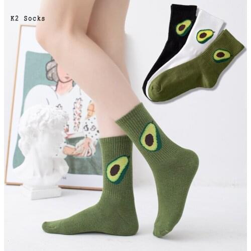 New Simplicity Avocado Socking Cotton Green Fruit Harajuku Kawaii Fashion Soft Hip Hop Happy Original Funny Men and Women Socks