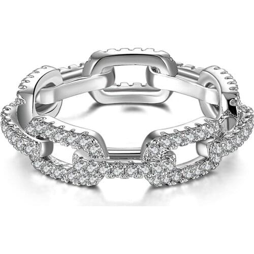 New Thin Chian Rings For Women Wedding Brilliant Cubic Zircon High Quality Simple Female Finger Ring Jewelry Zk40