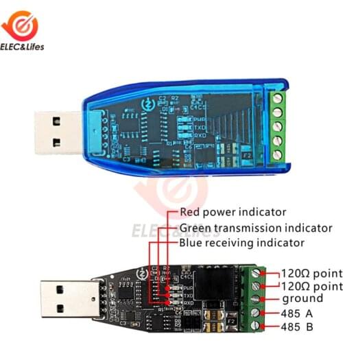 Industrial-grade Isolated USB to RS485 Communication Converter Module TVS Protection Short circuit protection automatic CH340E