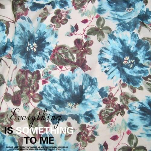 LEO&LIN Large Blue Flower White Silk Cotton Thin Microlens Shirt Chinese Clothing Summer Dress Cloth Fabric DIY Sewing Patchwork