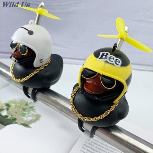Car Ornament Helmet Broken Wind Small Black Duck Dashboard Rearview Mirror Standing Camouflage Helmet Mini Black Duck Decoration