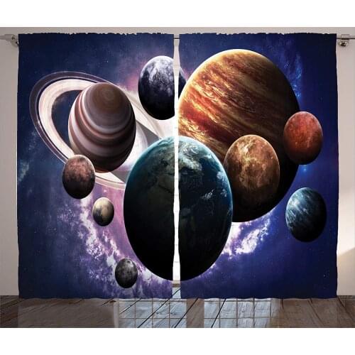 Space Curtains Solar System Planets All Together in Space Mercury Jupiter Globe Saturn Universe Living Room Bedroom Decor