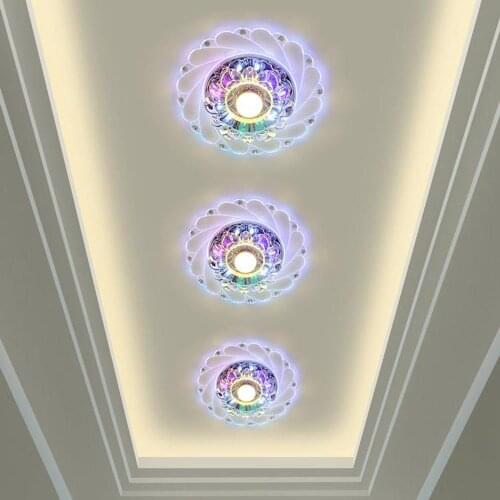 Modern LED Crystal Ceiling Light Multicolor RGB Circular Mini Colorful Decor Lamp For Living Room Aisle Corridor