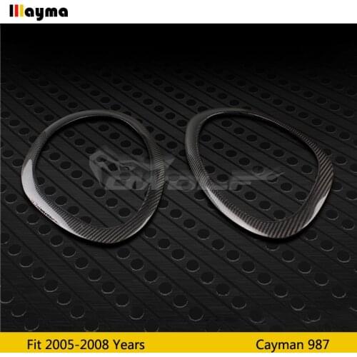 Sport style Carbon fiber headlights covers For Porsche Cayman 987 2005 - 2008 Cayman S front lamp decorative eyebrow sticker 2pc
