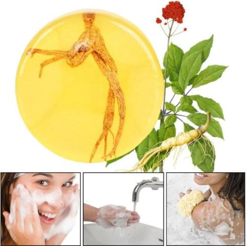 Ginseng Soap Handmade Chinese Herb Deep Cleaning Oil Moisturizing Acid Soap Whitening Body Face Skin Care Essential Oil Soap