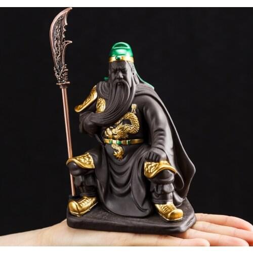Wu Caishen Guan Gong Lord Guan The Second Purple Sand Tea Ornaments Tea Set Boutique Tea Table Decoration Tea Pet Kung Fu TeaPet