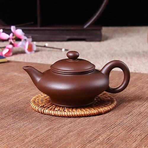 Yixing Purple Sand Flat Pot Handmade Small Teapot Red Black Pot Filter Bubble Teapot Kungfu Teaset Old Purple Clay Teapot