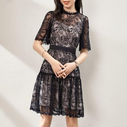 Black lace floral maxi dress women femme 2020 summer long work boho beach office sexy party luxury dresses plus size free ship