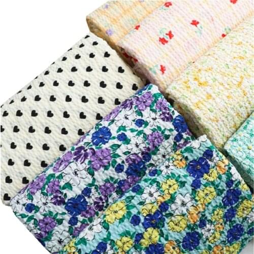 125x50cm Salt Shrink Viscose Cotton BubbleFloral Sewing Fabric, Making Childrens Clothing Womens Shirt Dress Cloth