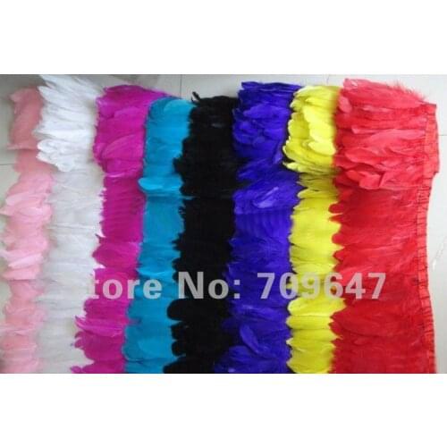 2Yards/Lot 4-6" Mixed Colour Goose Feather Trim Duck Feather Fringe,Goose Feather,Feather Crafts,Feather Lace