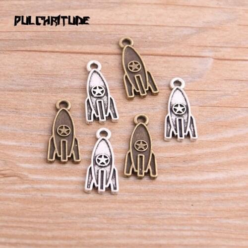 20PCS 9*21mm New Product Two Color Rocket Charms Pendant Jewelry Metal Alloy Jewelry Marking