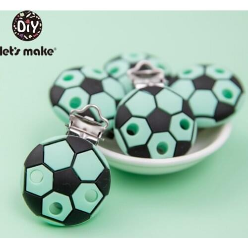 LetS Make 20pcs Holder For Silicone Football Nipple Pacifier Clip For Infant Baby Round Teether Metal Dummy Clips Chains